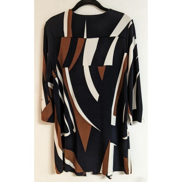 Chico's Travelers Multicolored Single Button Geo Print Long Duster Jacket 8 MED - Picture 7 of 9